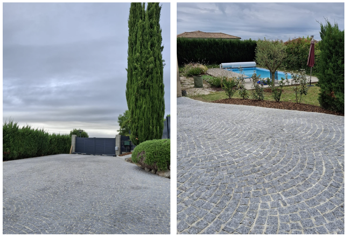 Allée en pavés de granit gris Castelnau-d'Estrétefonds